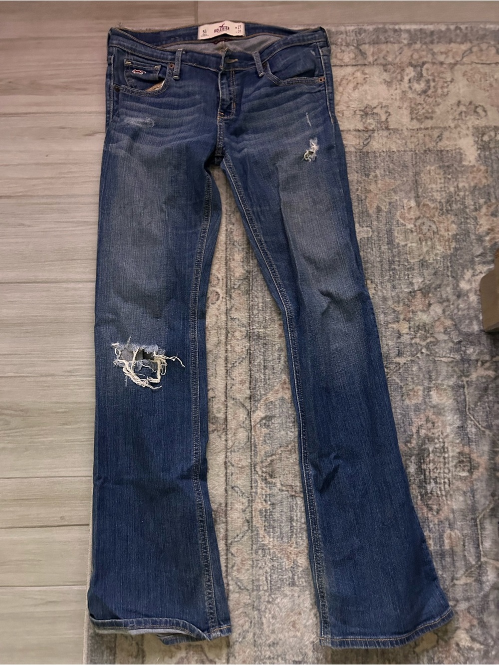 Hollister Distressed Dark Blue Flare Jeans